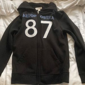 Aeropostale 87 Black Zip-Up Hoodie